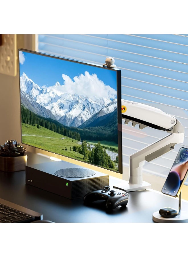 NB NORTH BAYOU F80 Single Monitor Screen Stand for 17-30 inch Monitors Screen – Full Motion Gas Spring Mount Arm, Supports 4.4-19.8lbs, VESA 75x75, 100x100, Adjustable Computer Monitor Stand -White - Image 3